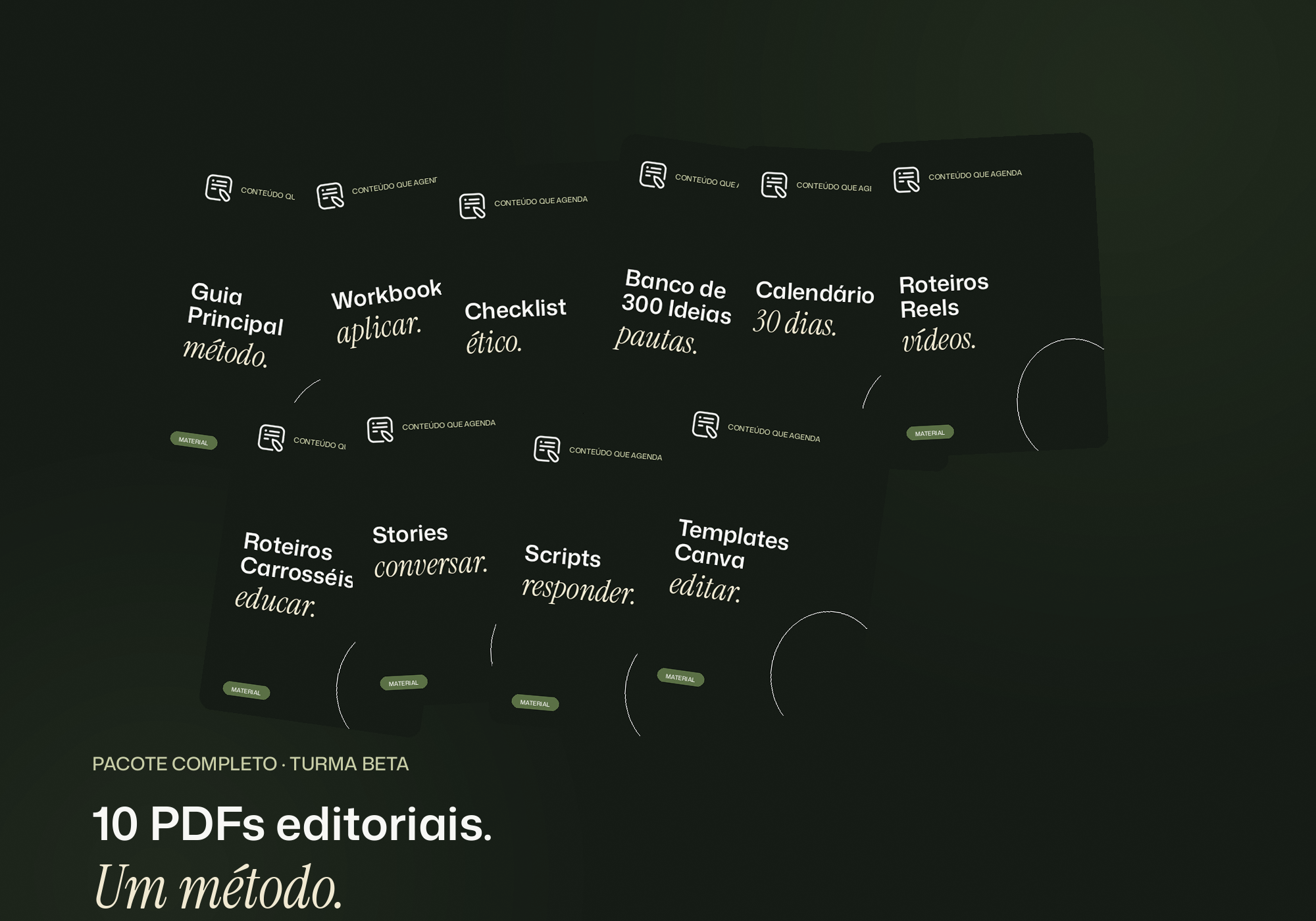Pacote completo dos PDFs Conteúdo que Agenda em editorial